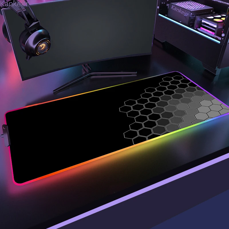 Alfombrilla de ratón RGB grande geométrica, alfombrilla de ratón LED para juegos, alfombrillas de ratón para Gamer, alfombrillas de mesa, alfombrilla de escritorio para PC, alfombrilla para teclado RGB XXL 90x40cm - imagen 5