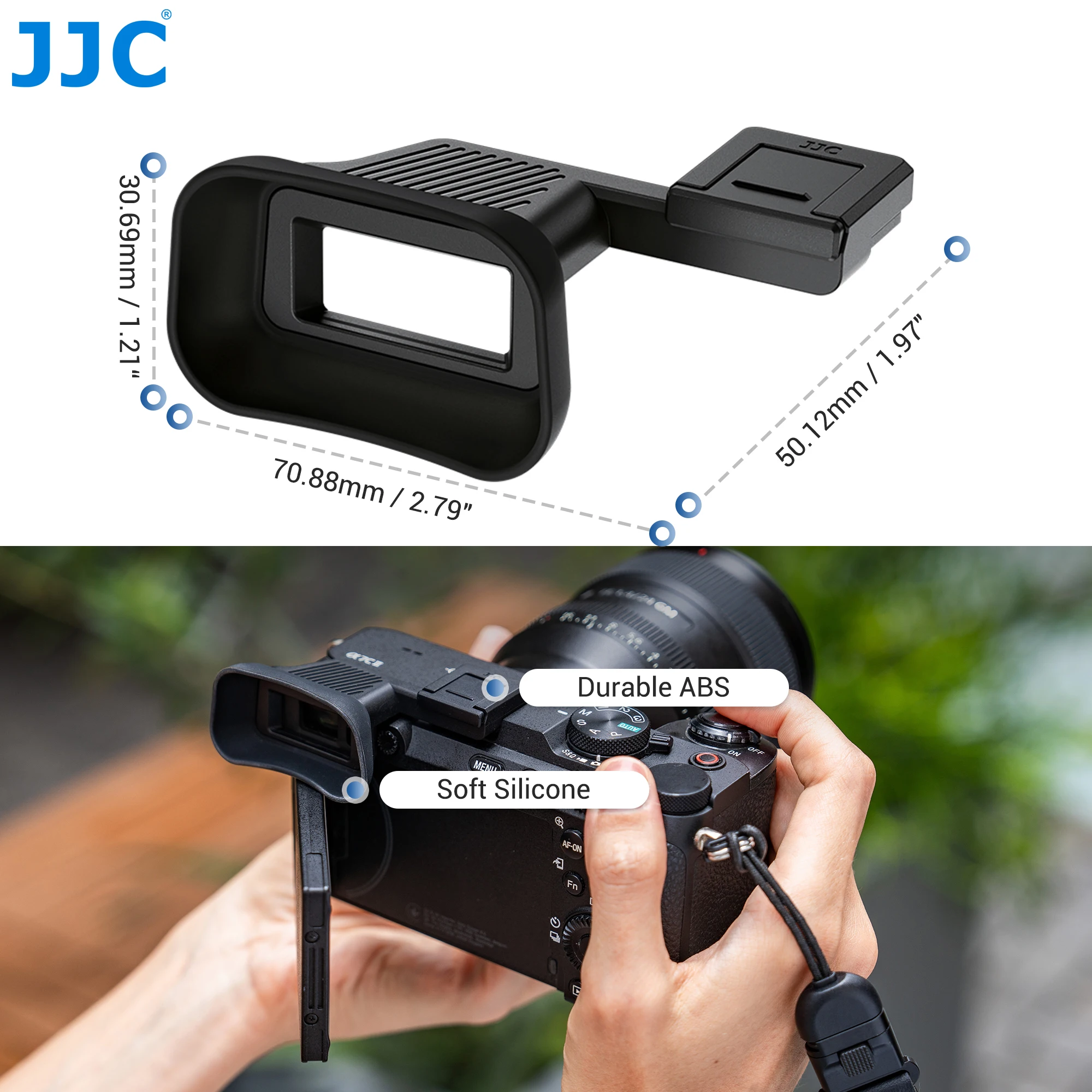 JJC A7CII A7CR Ocular de silicona suave Cámara extendida Visor de copa ocular Diseño especial para cámara Sony Alpha A7CII A7CR - imagen 2