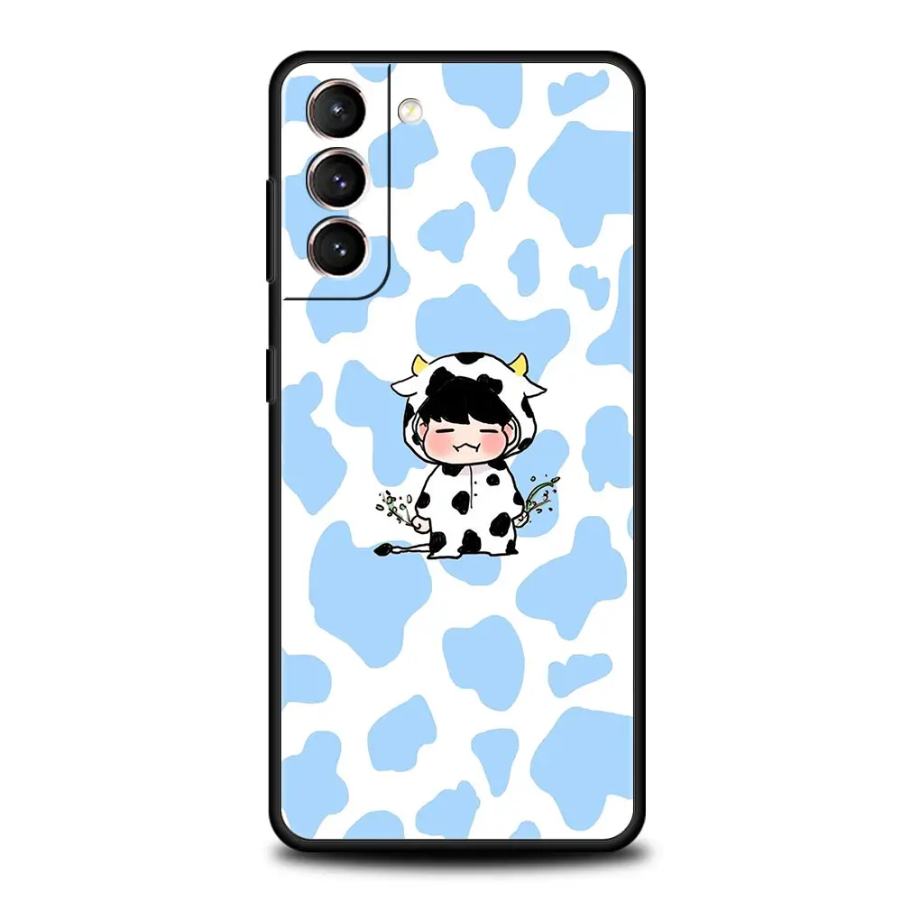Funda de teléfono con patrón de vaca blanca y negra para Samsung Galaxy S24, S23, S22, S20 Ultra, S21 FE, 5G, S10, S9 Plus, S10E, funda de silicona suave - imagen 3