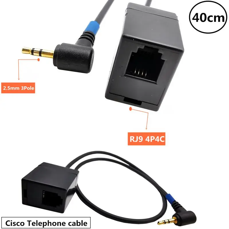 Cable adaptador de Audio RJ9 a 2,5mm, 2,5mm, TRRS macho a RJ9, 4P4C hembra, adecuado para cableado de teléfono Cisco - imagen 2