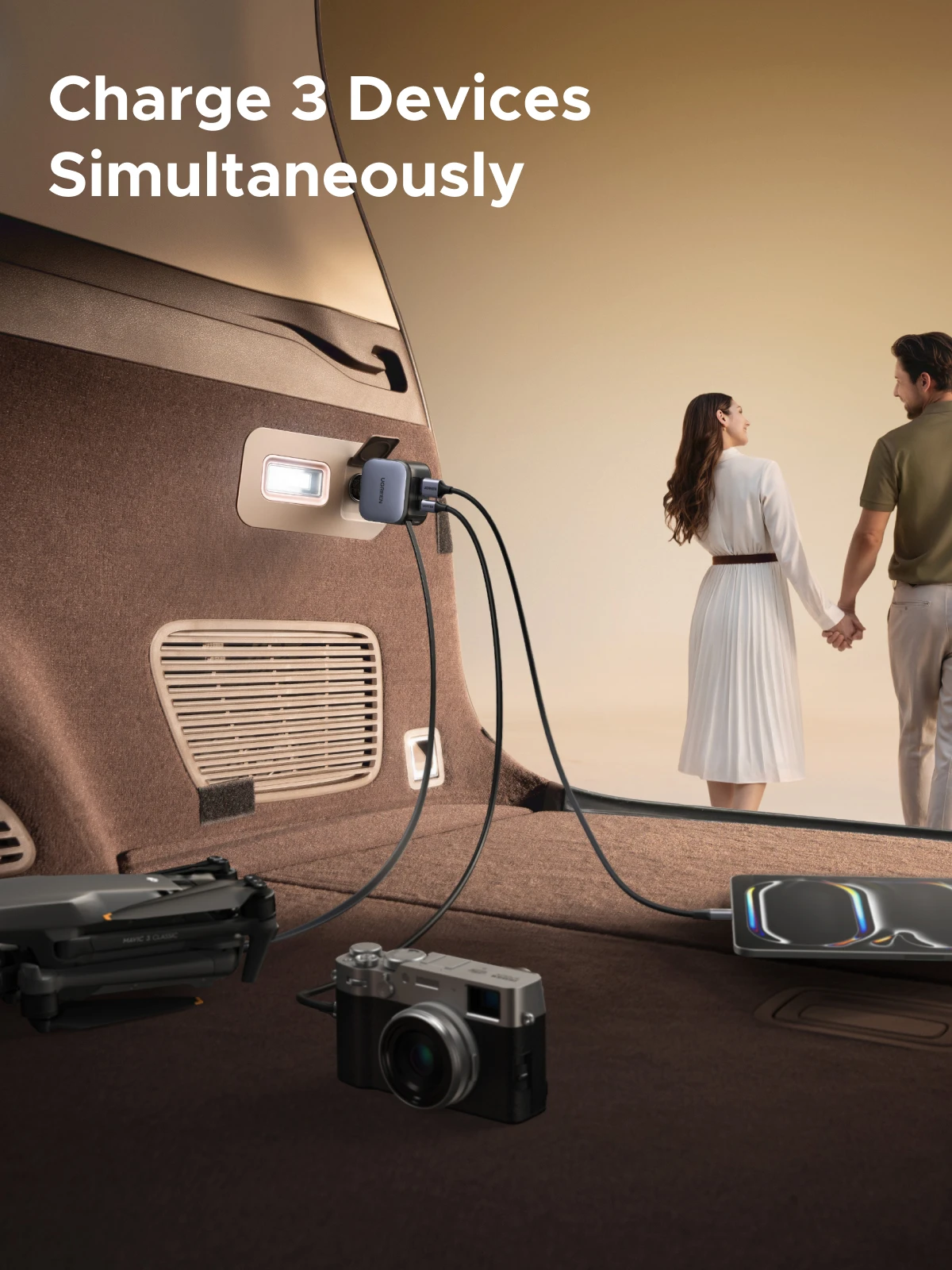 Cargador de coche retráctil UGREEN 60W carga rápida para iPhone Samsung cargador de coche para teléfono móvil - imagen 4