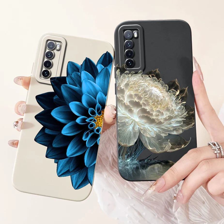 Para Huawei Nova 7 Pro 5G funda JER-AN10 lindo gato patrón de rejilla cubierta suave TPU Fundas de teléfono para Huawei Nova 7 SE Nova7 Pro 5G Fundas - imagen 4