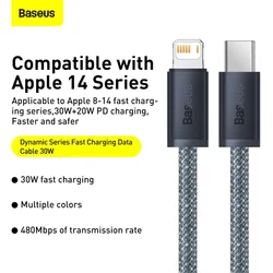 Baseus-Cable USB tipo C de carga rápida para iPhone, Cable de datos PD de 20W para iPhone 14, 13 Pro Max, 12 mini pro max