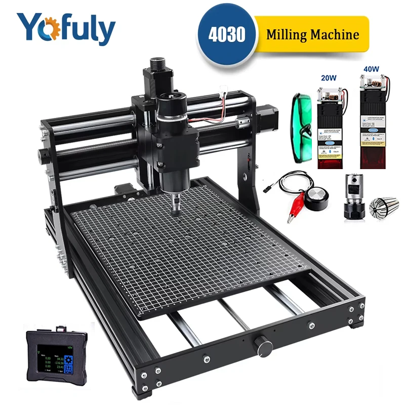 Yofuly 4030 enrutador CNC de madera fresadora cortadora 40W grabador láser con husillo de 500W máquina de grabado para PCB acrílico de Metal - imagen 2