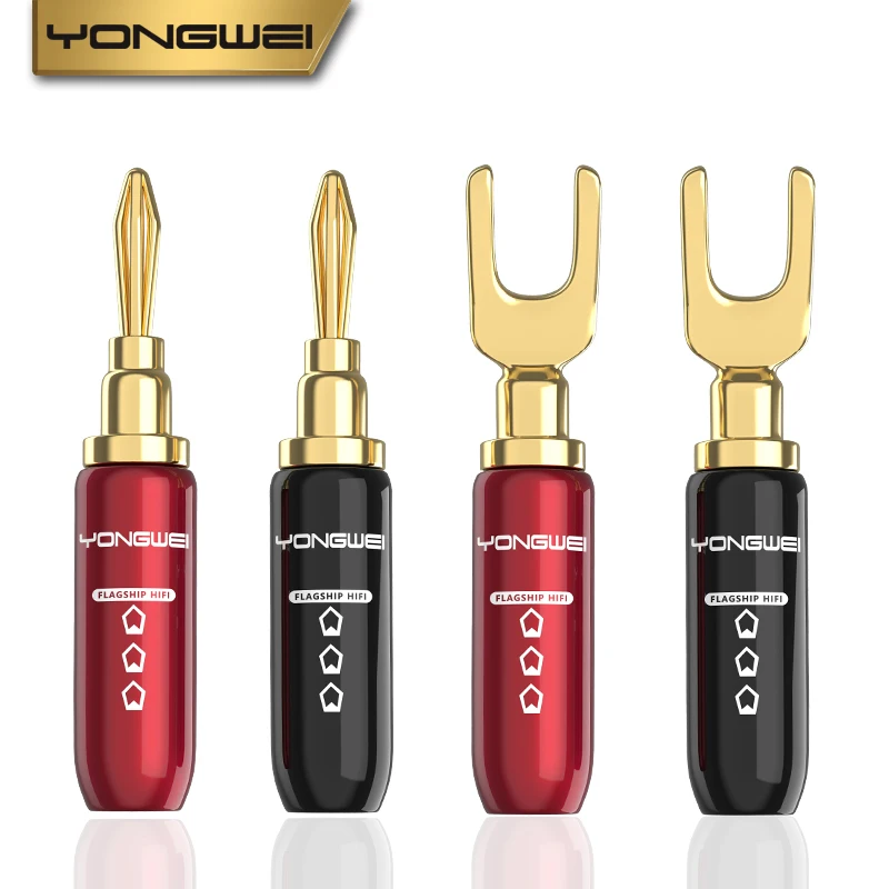 YONGWEI amplificador de potencia conector de cableado de altavoz 4mm cabeza Banana Y enchufe de audio terminal tornillo soldadura libre cabeza de audio cableado diy - imagen 2