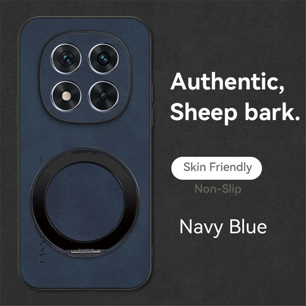 Funda de teléfono con soporte de cuero magnético de piel de oveja de lujo para Xiaomi Poco X7 X6 X5 X3 Pro M7 M6 F6 POCO C65 C75 soporte a prueba de golpes - imagen 5