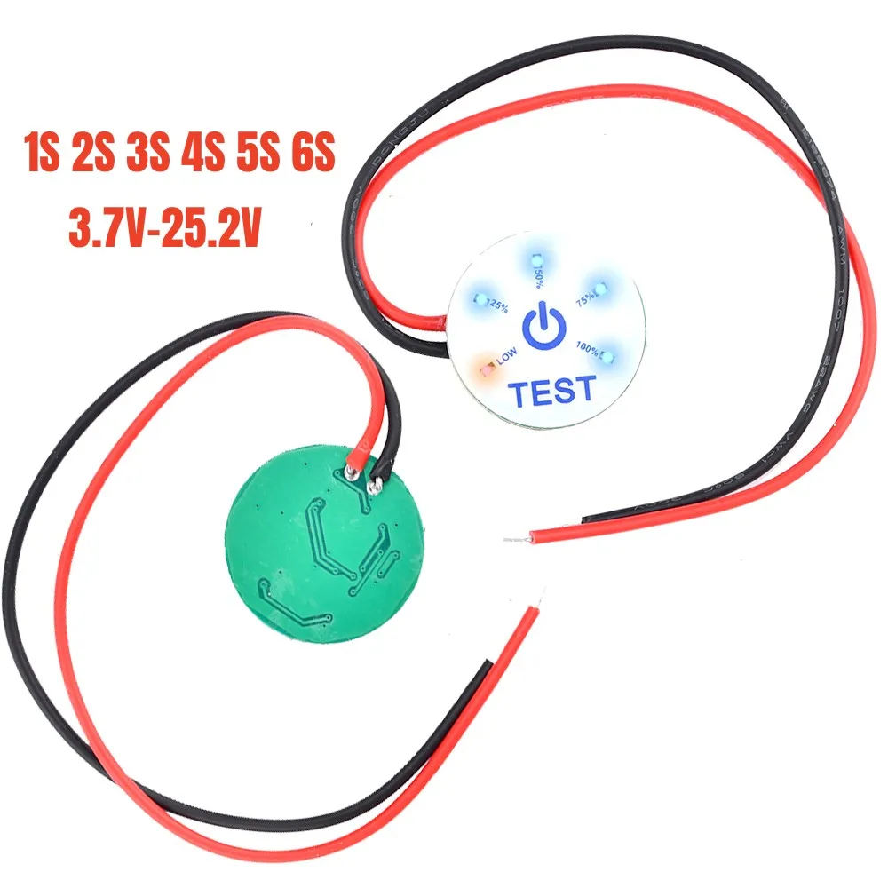 Miniindicador de capacidad de batería, indicador de nivel de potencia 1S, 2S, 3S, 4S, 5S, 6S, 4,2 V-25,2 V, Li-ion, 12V, plomo ácido, con advertencia de bajo voltaje - imagen 2