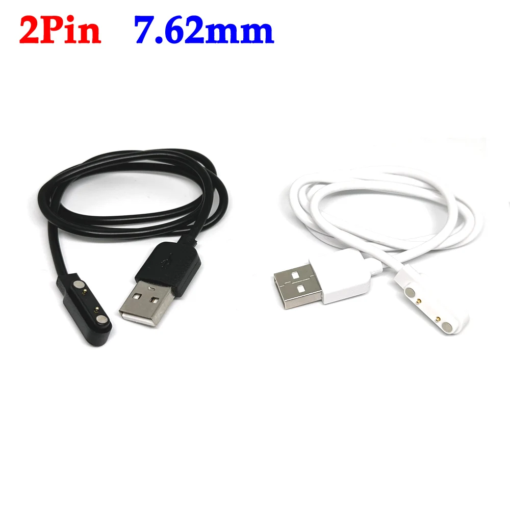 Cable de carga magnético Universal para reloj inteligente, Cargador USB de 1/2 piezas, 2 pines, 7,62mm