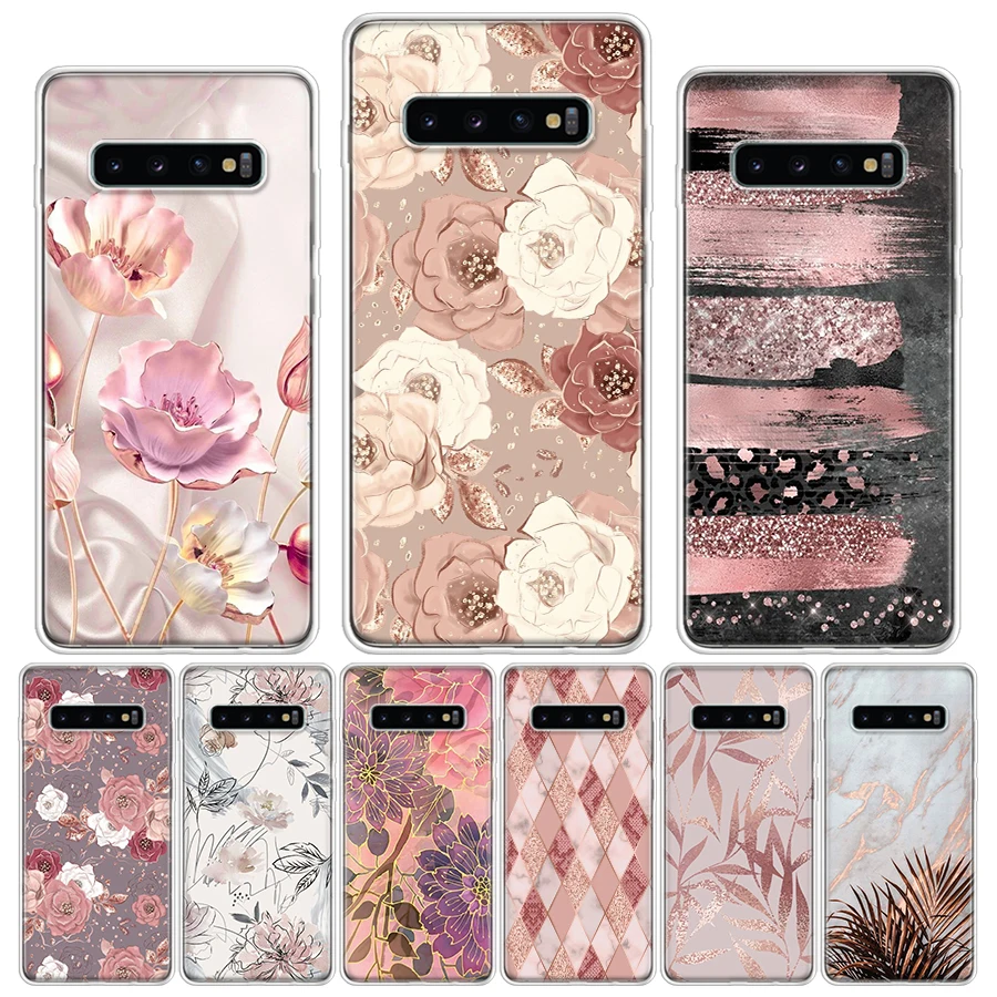 Hermosa caja del teléfono de la llamada del silicio de la imagen de Rose Bling para Samsung Galaxy S23 S24 S25 Ultra S21 Plus S20 FE S22 S10 + cubierta del borde F