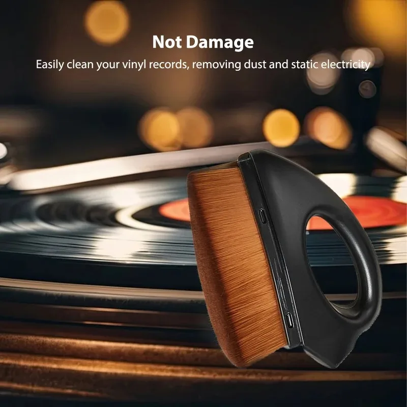 Cepillo limpiador antiestático para discos de vinilo LP, fibra de carbono, eliminador de polvo para tocadiscos, mango ABS, limpiador de cepillo para reproductor de CD