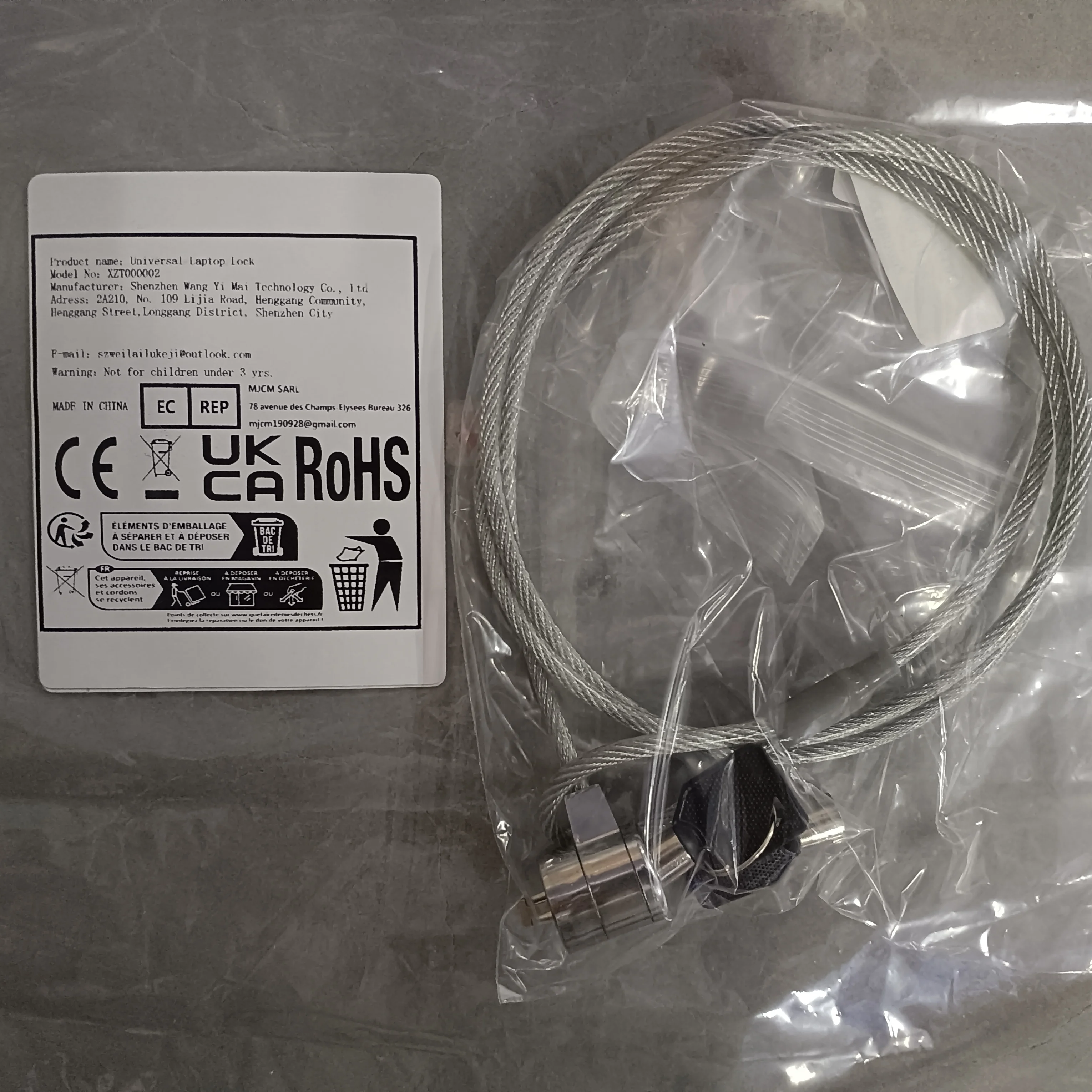 Cerradura con llave para ordenador portátil, cerradura de alambre de acero antideslizante de 1,2 m de largo y grueso, segura y antirrobo