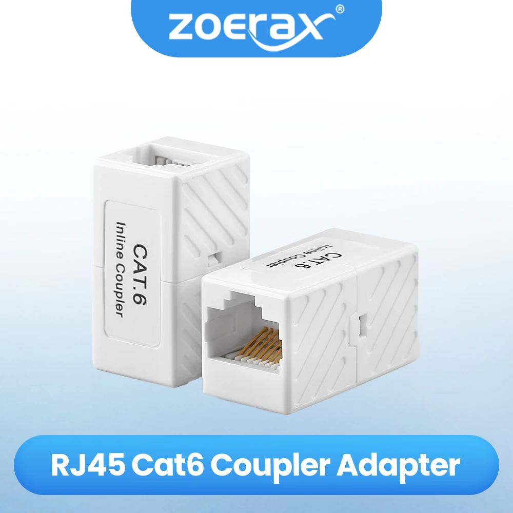 ZOERAX 2 uds RJ45 Cat6 acoplador Ethernet en línea, conector extensor Ethernet para Cables Ethernet Cat6/Cat5e/Cat5