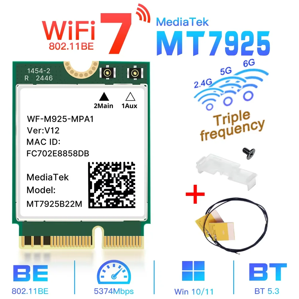 Adaptador WiFi 7 Bluetooth 5.4 M.2 – Triple Banda 6GHz - imagen 5