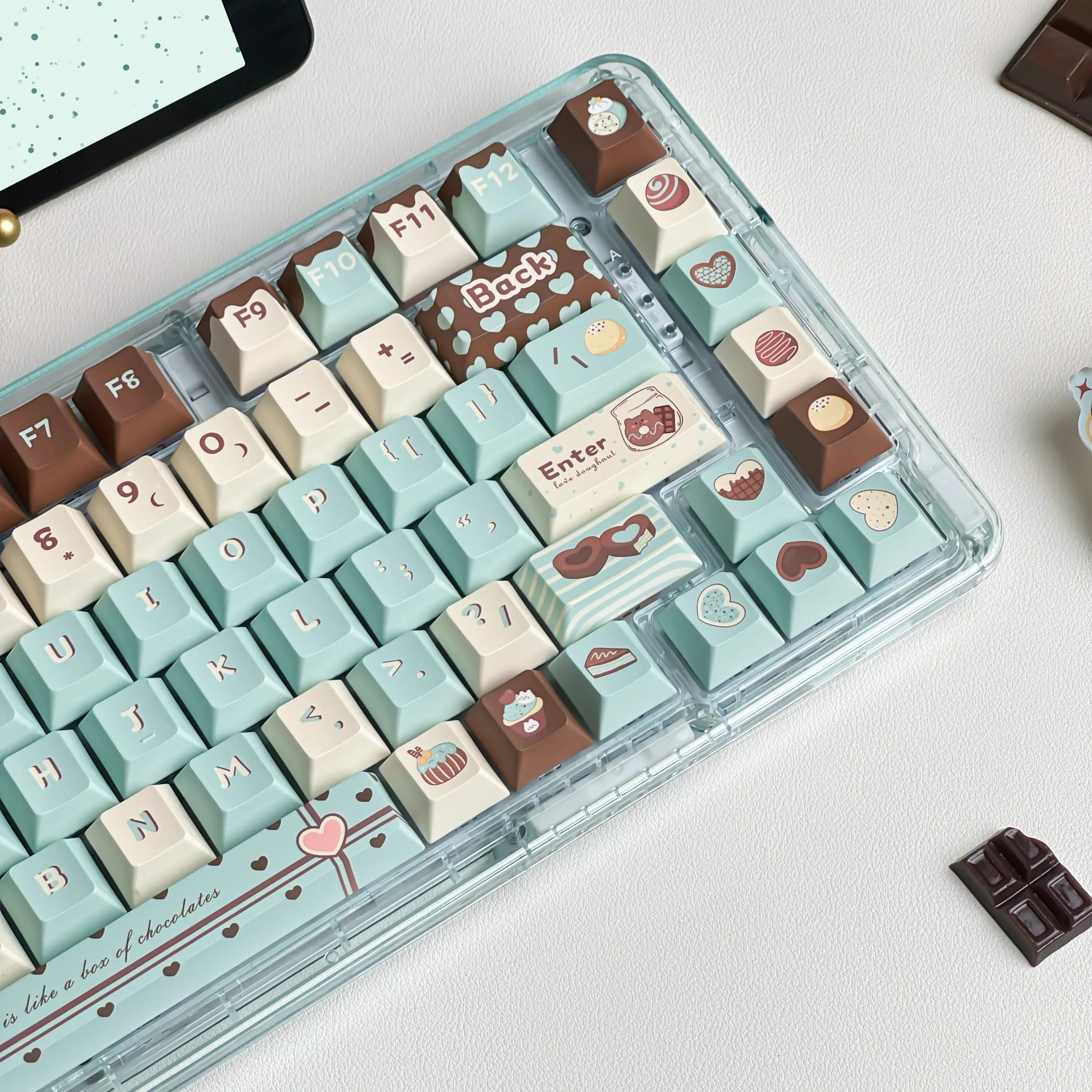 Juego de teclas con temática de Chocolate menta, accesorios de teclado mecánico, teclas de perfil Cherry, sublimación PBT - imagen 3