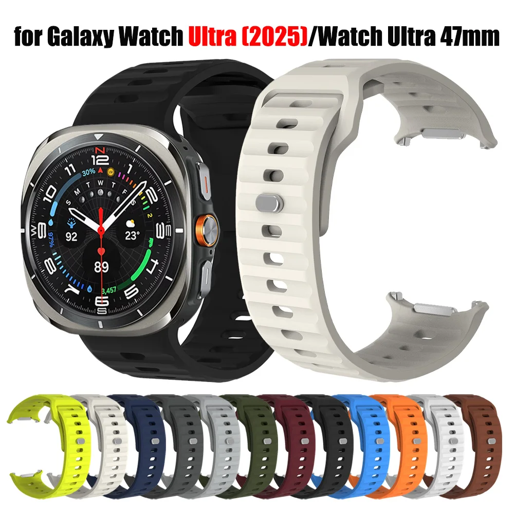 Correa de silicona sin huecos para Samsung Galaxy Watch Ultra 2025, pulsera deportiva de 47mm, Correa impermeable para Samsung Galaxy Ultra de 47mm