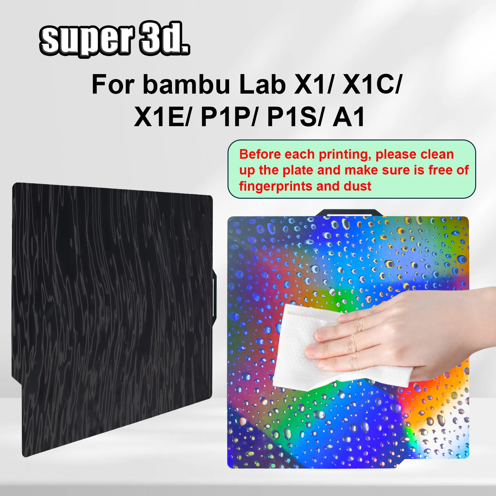 Placa de construcción PEO Smooth Bambulab, hoja de acero con resorte P1p, hoja Pei 257x257, placa de construcción P1s Bamboo Lab Bambulabs X1, cama de carbono A1 - imagen 5