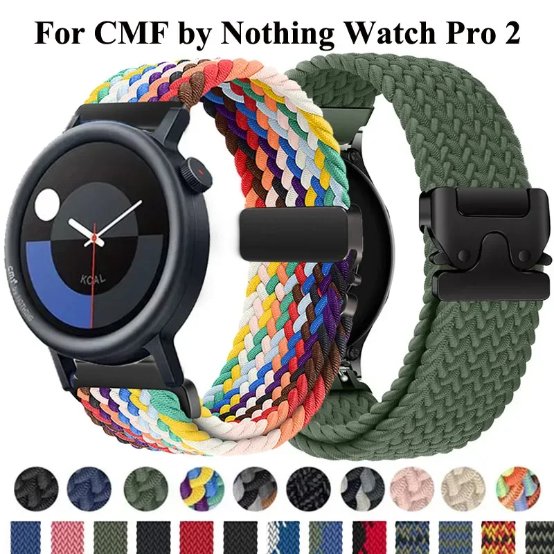 Correa Solo trenzada de paracaídas para CMF de Nothing Watch Pro 2, correa de nailon de 22mm, banda deportiva colorida para CMF Watch Pro 2