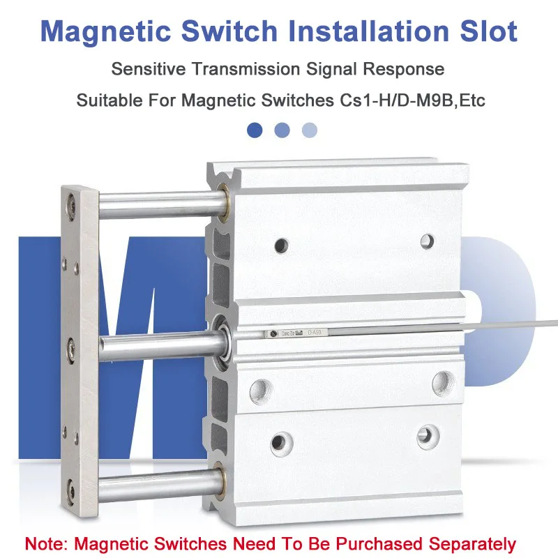 MGPWM20/25/32/40-25-50-75-100-150-200 Cilindro neumático Cilindro neumático de tres ejes de tipo ancho con varilla guía - imagen 2
