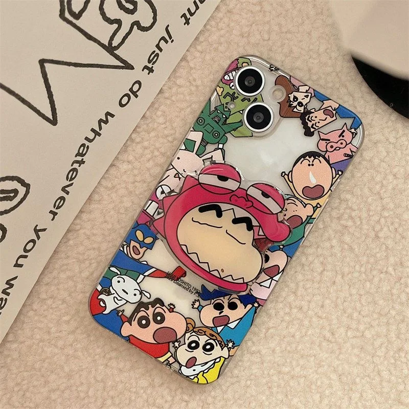 S-shinchans-funda de teléfono con soporte de Avatar, crayones C, para iPhone 16, 15, 14, 13, 12, 11, Mini Pro Max, X, XR, XSMax 7, 8 Plus, transparente
