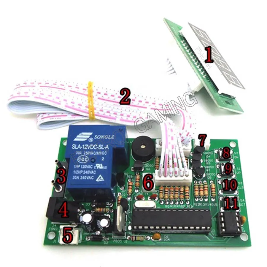 Placa de Control de temporizador JY 15B, fuente de alimentación, controlador de circuito de sincronización de conteo de retardo cero con cable blanco de 40cm para aceptador de monedas múltiples - imagen 5