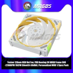 Yeston Ventilador PC 120 mm RGB ARGB FDB Silencioso