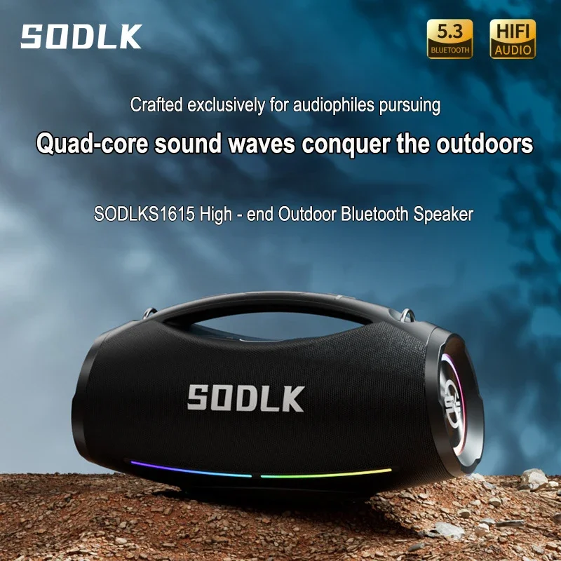 SODLK Altavoz Bluetooth portátil impermeable para exteriores 200W de alta potencia con sonido estéreo de Karaoke reproducción de disco TF/U interconexión TWS - imagen 2