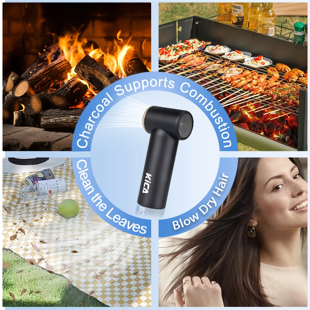 KICA-Mini ventilador Turbo Jet de 3000mAh, turbina de chorro para exteriores, Motor sin escobillas, ventilador portátil de mano, aparato de refrigeración - imagen 5