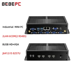 Mini PC industrial sin ventilador con puertos serie RS232, RS422 y RS485