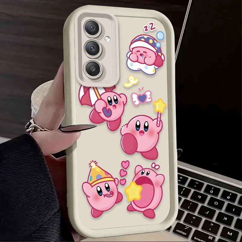 Preciosa funda K-Kirby de dibujos animados para Samsung Galaxy S25 S24 S23 Ultra S22 S21 Plus FE 5G A54 A34 A14 A73 A53 A33 5G funda de silicona - imagen 3