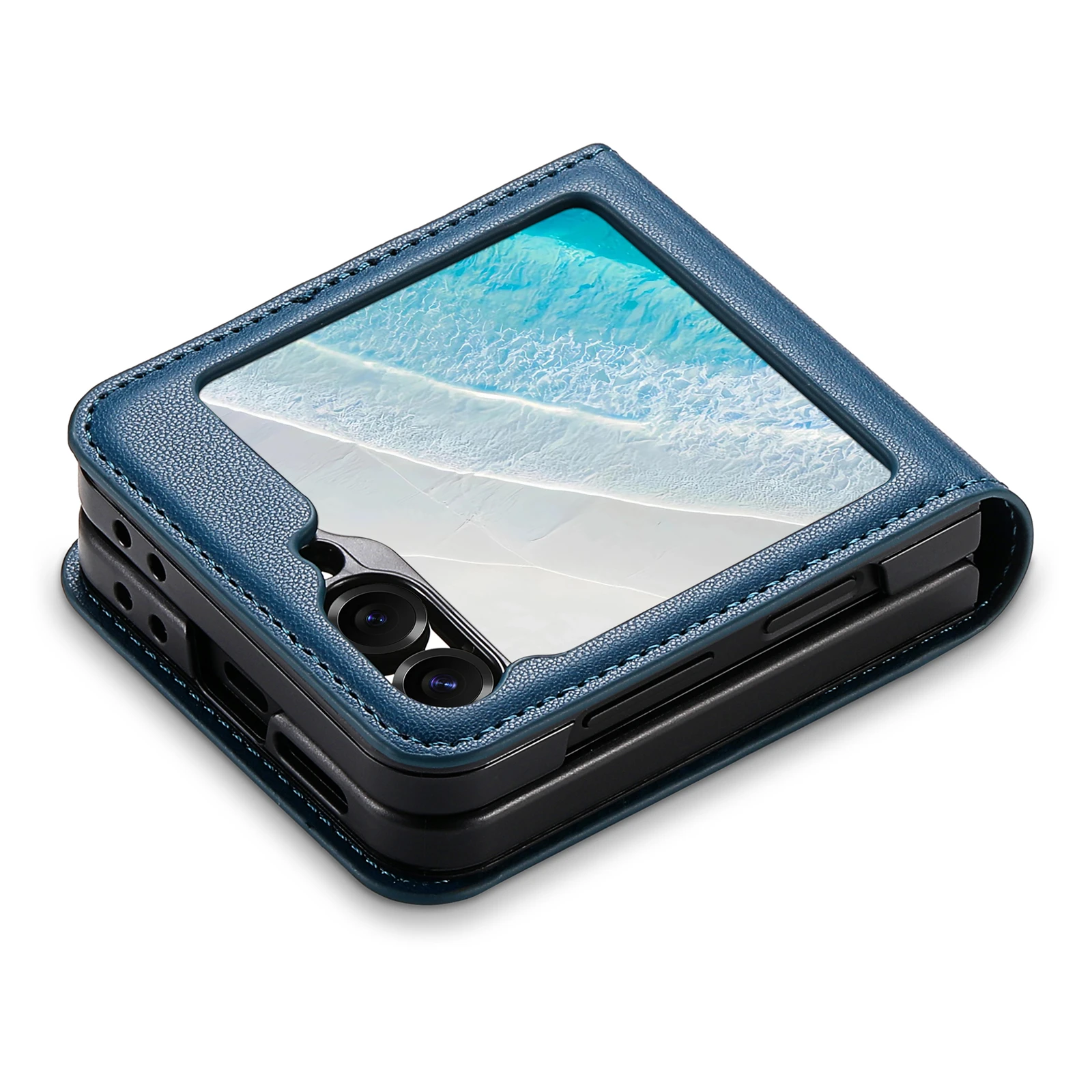 Funda de cuero con tarjetero para Samsung Galaxy Z Flip 7 6 7fe 5G ZFlip 5 4 3 Flip7 Flip6, funda con sensación de piel - imagen 5