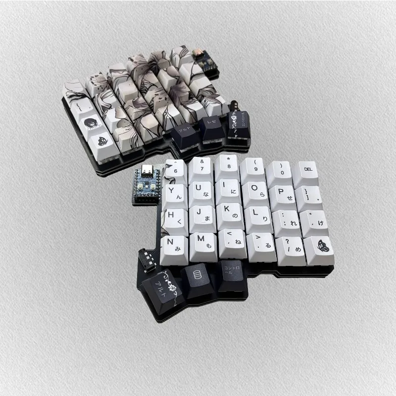 Silakka54 teclado dividido negro monomodo con cable teclado dividido ergonómico personalizado teclados mecánicos para juegos accesorios DIY - imagen 4