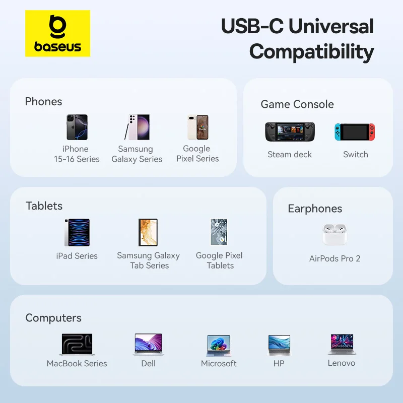 Baseus 67W 20000mAh banco de energía Cable de USB-C retráctil incorporado 45W 10000mAh banco de energía PD cargador de batería externo PowerBank - imagen 2