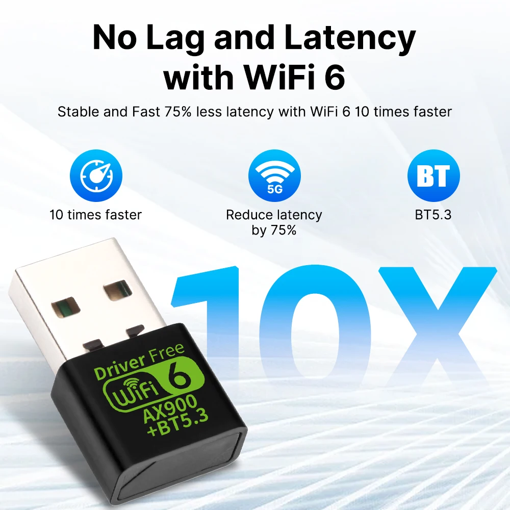Adaptador inalámbrico USB WiFi6 + Bluetooth5.3 AX900 2 en 1, Dongle de doble banda de 2,4G y 5GHz para ordenador, PC, portátil, sistema de ventana - imagen 3