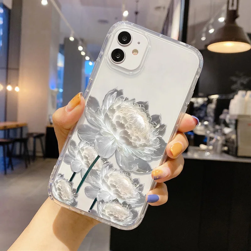 Funda de teléfono de loto de silicona para iPhone 17 16 Pro Max 11 13 14 15 12 Air XR X Xs 7 8 Plus SE 17promax Funda transparente a prueba de golpes - imagen 5