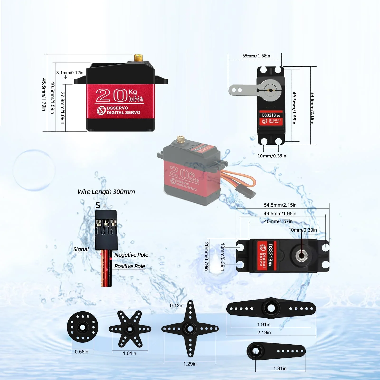 Dsservo DS3218 Servo Digital de 20KG, engranaje totalmente metálico de alto par, Servo RC resistente al agua de alta velocidad para coche trepador de control remoto a escala 1/8 1/10 - imagen 3