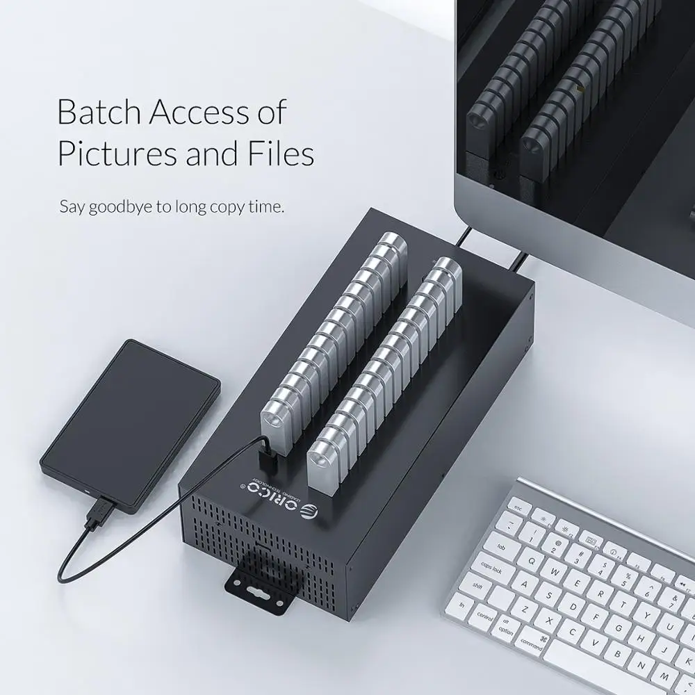 ORICO-HUB USB 2,0 de 20 y 30 puertos, divisor para disco U, prueba de datos, réplica por lotes con potencia de 300W, Accesorios para ordenador portátil - imagen 4