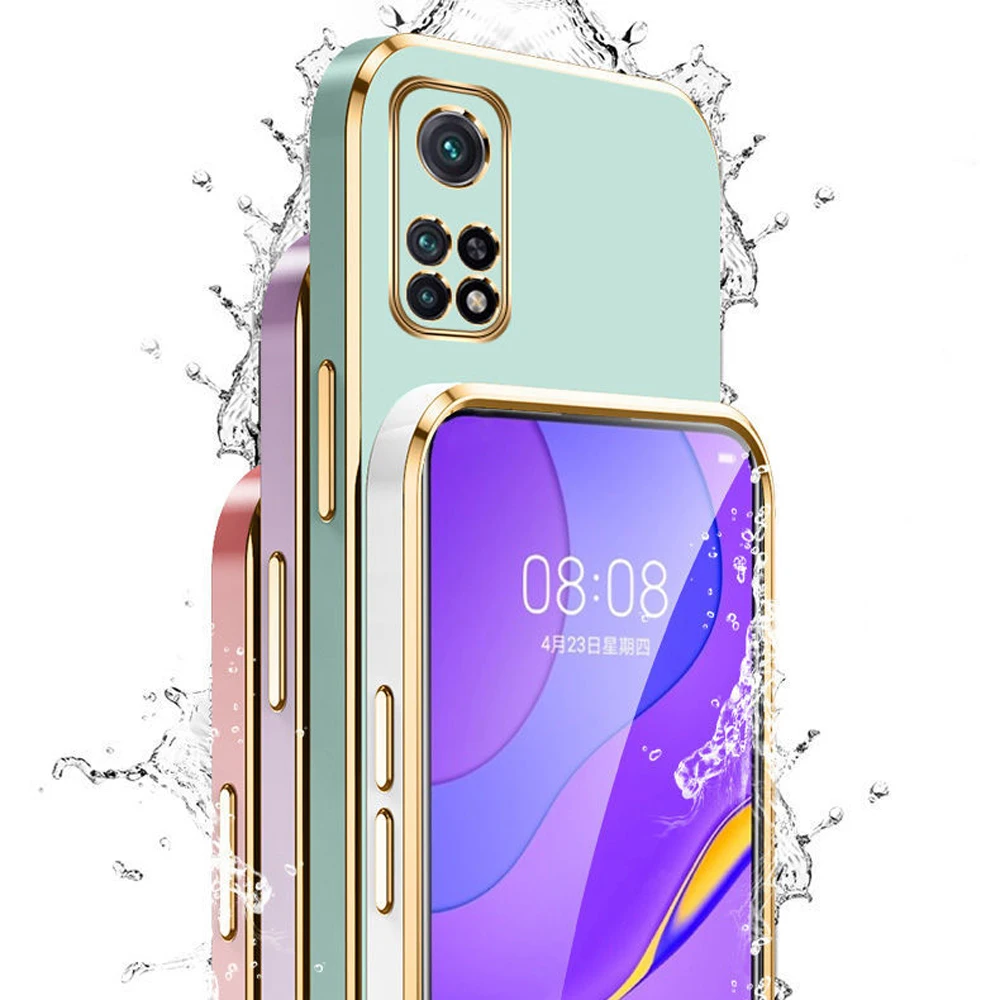 Para Xiaomi Mi 10T 5G funda de lujo chapada cuadrada Xiaomi 10T Pro funda de teléfono M2007J3SY funda trasera de silicona suave a prueba de golpes Fundas - imagen 4