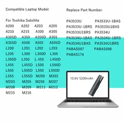 Batería Toshiba Satellite Serie A200-A505 de larga duración