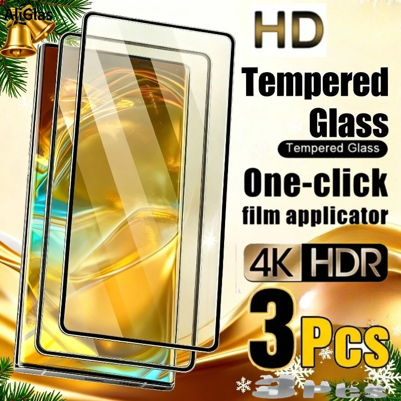 Protectores de pantalla de cobertura completa para Samsung galaxy S25 S24 S23 Ultra S20 S22 S21 Plus S25 Edge Note 20 Note 10 Glass, 3 uds.