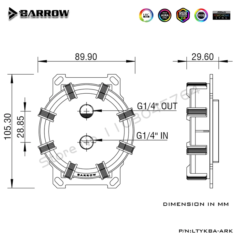 Barrow AM4 AM5 CPU Waterblock 5V ARGB, enfriador de agua de CPU de microcanal tipo Jet de 0,4 mm, LTYKBA-ARK de edición limitada - imagen 3