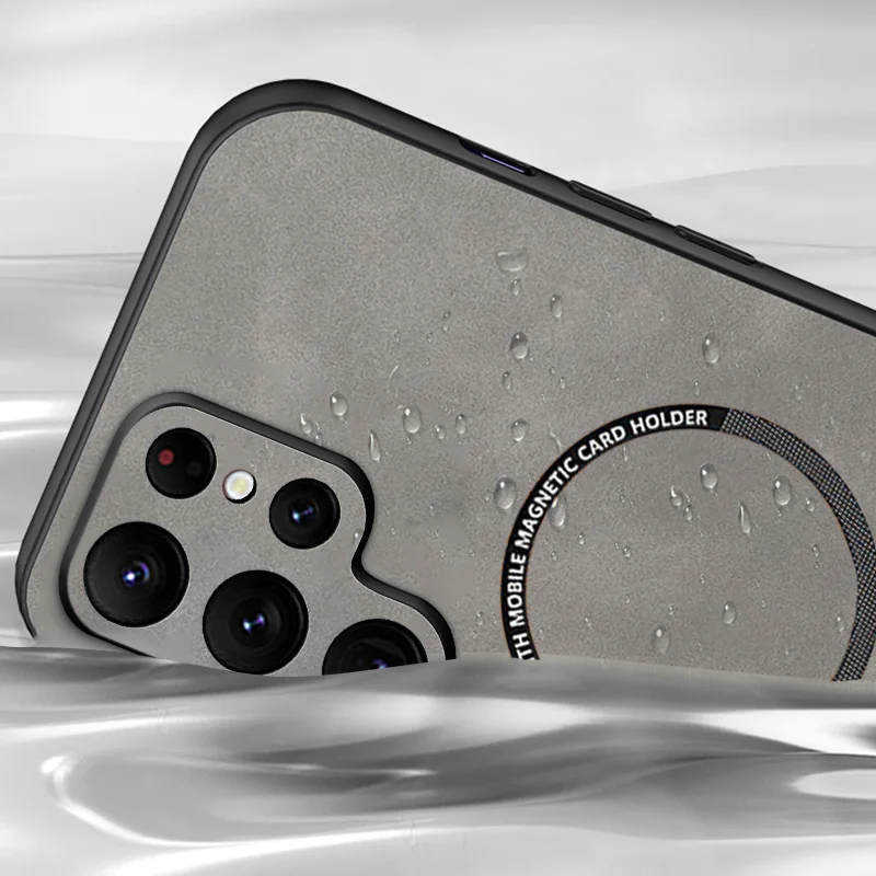 Para Magsafe Samsung Galaxy S24 S20 S21 S22 S23 FE Note 20 Ultra 10 Plus funda de teléfono suave de cuero magnético Vintage de piel de oveja - imagen 2