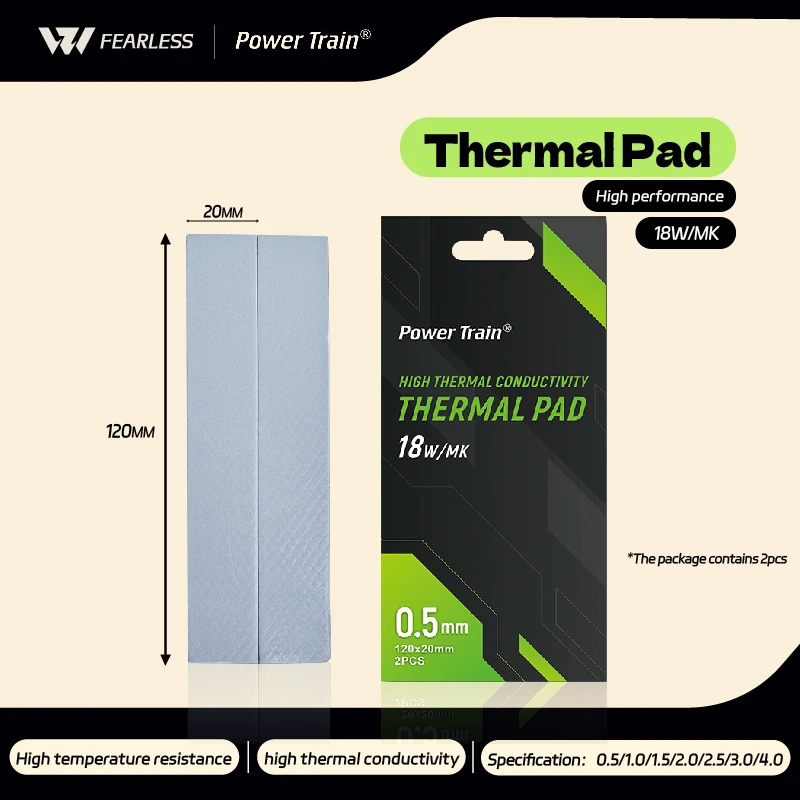 Almohadilla térmica Power train 18W/Mk 120 × 20MM almohadilla térmica de refrigeración resistencia a altas temperaturas GPU CPU alta conductividad térmica