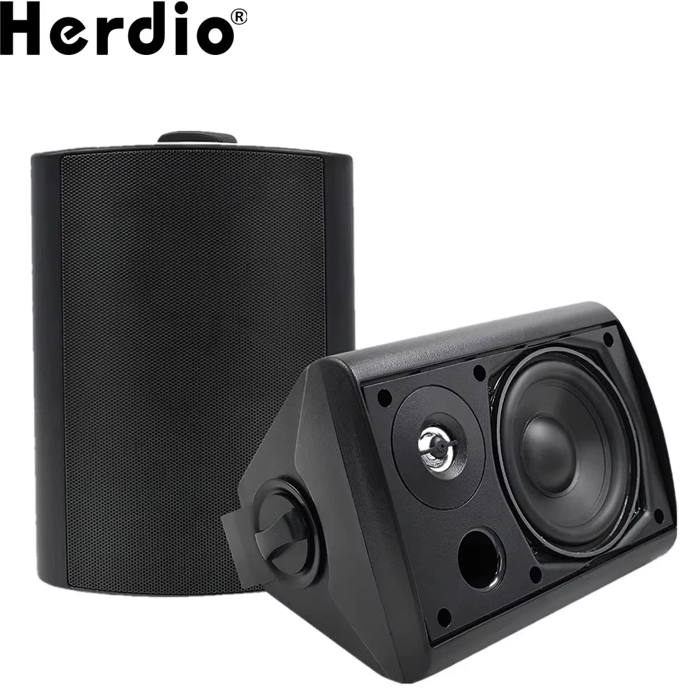 Herdio 5,25 ''300W interior exterior impermeable altavoces duales sistema de montaje en pared para cine en casa para garaje sótano sala de estar negro - imagen 2