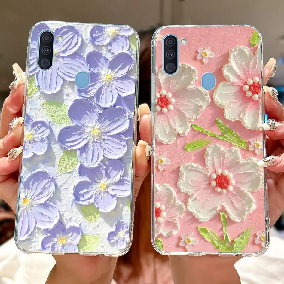 Para Samsung Galaxy A11 Funda A115 A115F Funda nueva moda flor reina Funda transparente de silicona suave para Samsung M11 M115F Etui - imagen 5