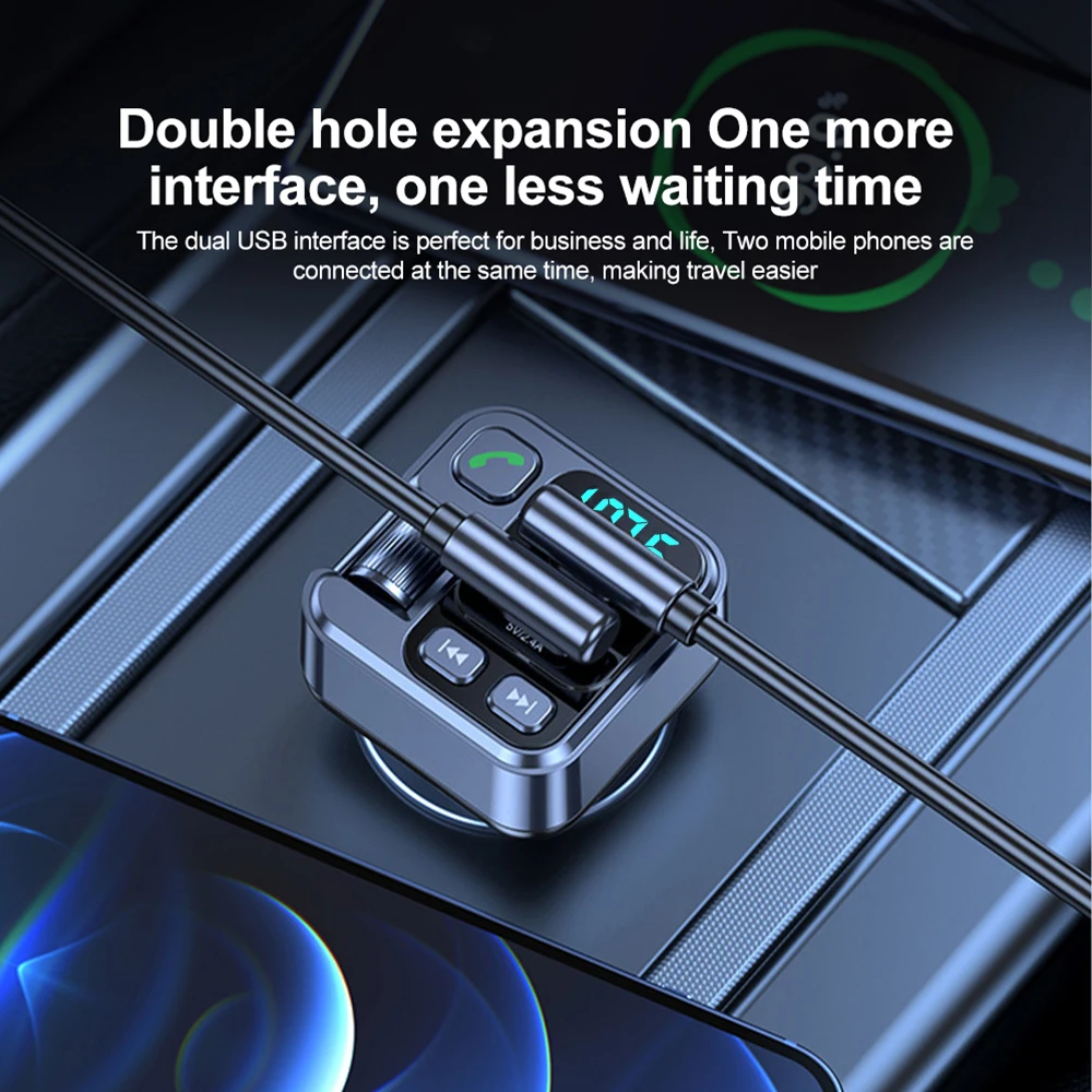 Receptor Bluetooth para coche, USB U, lectura de disco PD20w, carga rápida, pantalla Digital, adaptador de teléfono móvil para coche, transmisor FM para teléfonos móviles - imagen 3