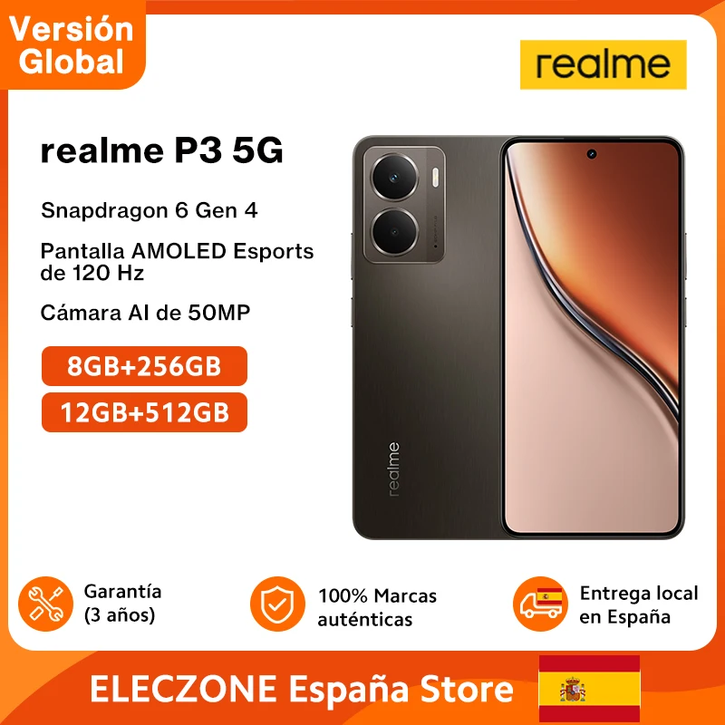 Versión Global realme P3 5G Smartphone Snapdragon 6 Gen 4 Pantalla 120Hz AMOLED Esports 50MP AI Cámara 45W Carga 5260mAh Batería IP69 Resistencia al agua - imagen 2