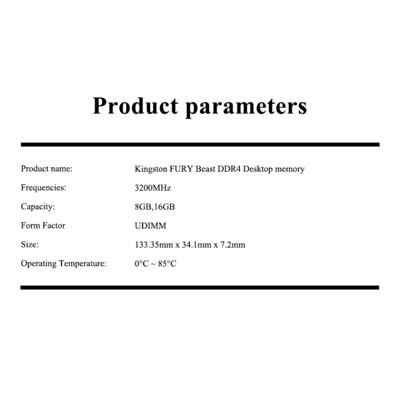 Memoria RAM HyperX-Fury de Alta Velocidad DDR4 3200MHz para Juegos de PC, 8GB 16GB 32GB NON-ECC para Computadora de Escritorio - imagen 3