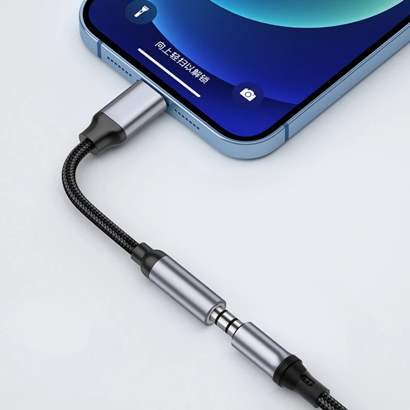 Cable auxiliar Jack de 8 pines a 3,5mm para iPhone 14 13 12 11 Pro Max IOS 14 adaptador macho a hembra conector de auriculares divisor de Audio - imagen 4