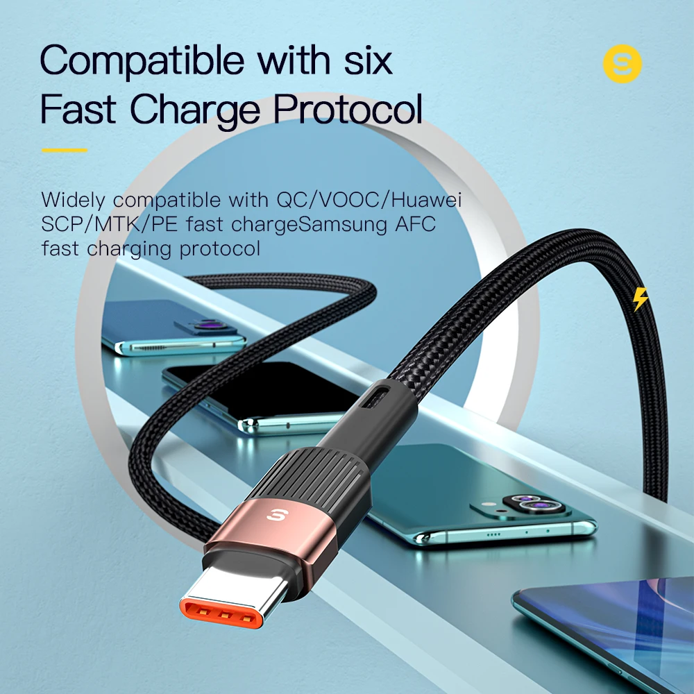 Essager-Cable USB tipo C 7A para Realme Huawei P30 Pro, Cable de carga rápida de 66W, cargador de USB-C, Cable de datos para Samsung Oneplus Poco F3 - imagen 5