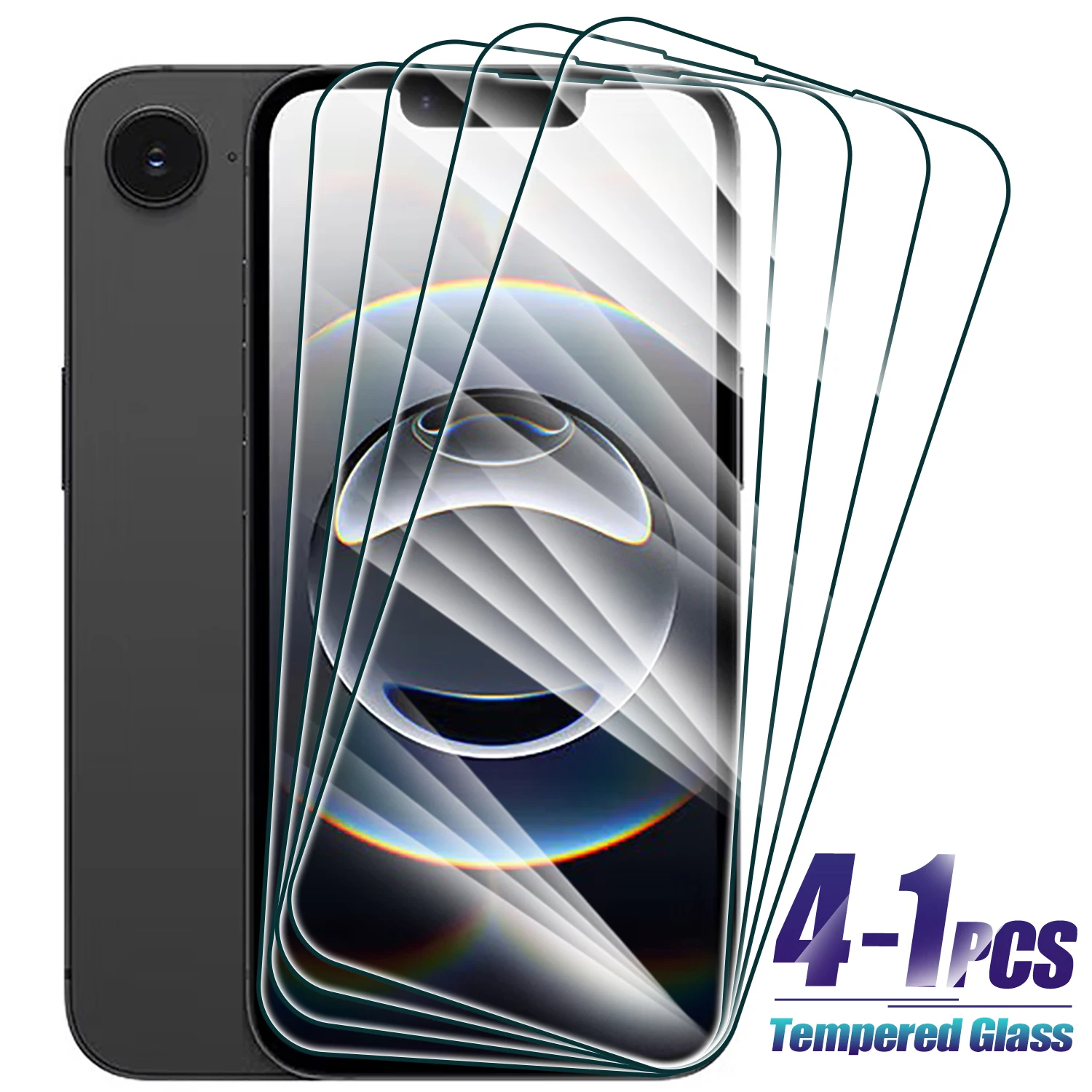 4-1 Uds cubierta completa de vidrio templado para iPhone 11 12 13 14 15 16 Pro Max 7 8 Plus 16E Protector de pantalla para iPhone X XR Xs Max